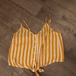 Forever 21 mustard yellow/white stripped tank top